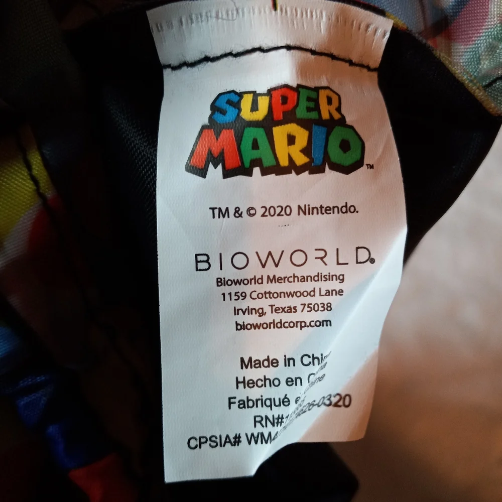 Super Mario Bros Bioworld Drawstring Backpack